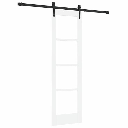 Sliding Door 61 x 198.5 cm Solid Pine Wood and Glass White