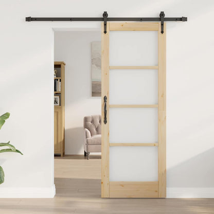 Sliding Door Natural 73.5 x 198.5 cm Solid Pine Wood and Glass