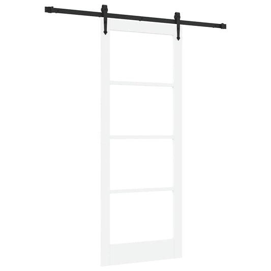 Sliding Door 83 x 211 cm Solid Pine Wood and Glass White