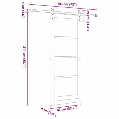 Sliding Door White 83 x 211 cm Solid Pine Wood and Glass