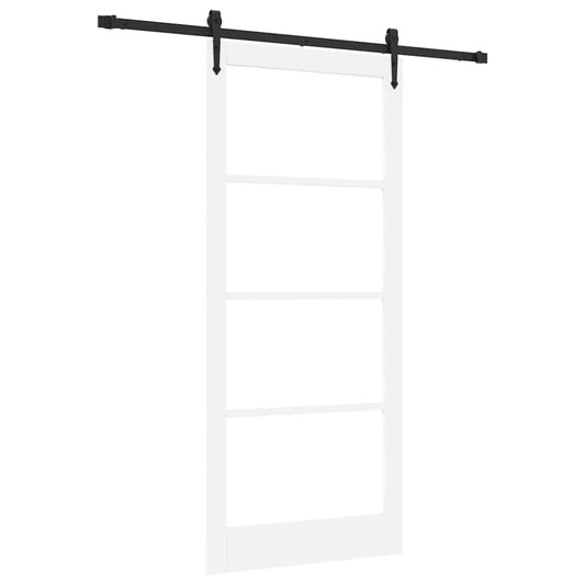 Sliding Door 93 x 211 cm Solid Pine Wood and Glass White