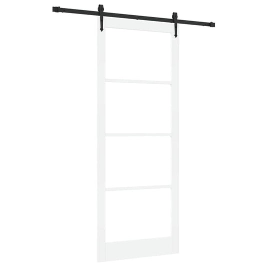 Sliding Door 93 x 232 cm Solid Pine Wood and Glass White