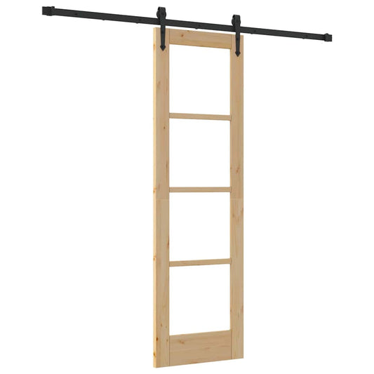 Sliding Door 61 x 198.5 cm Solid Pine Wood and Glass