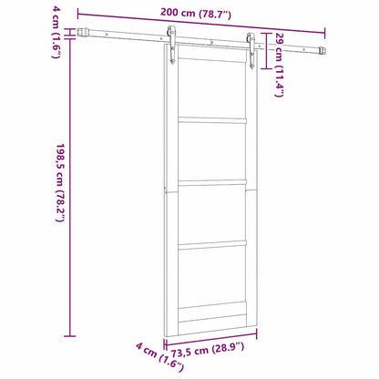 Sliding Door Natural and Black 73.5 x 198.5 cm