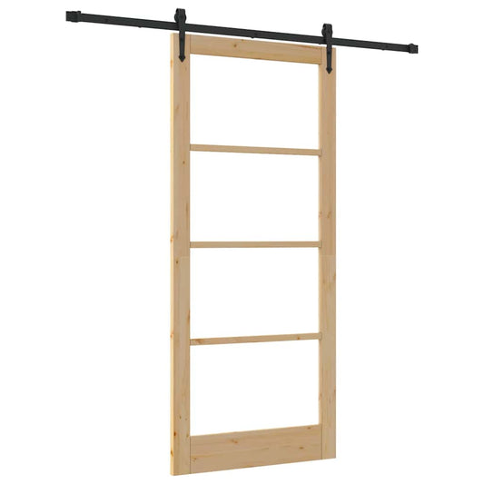 Sliding Door 93 x 211 cm Solid Pine Wood and Glass
