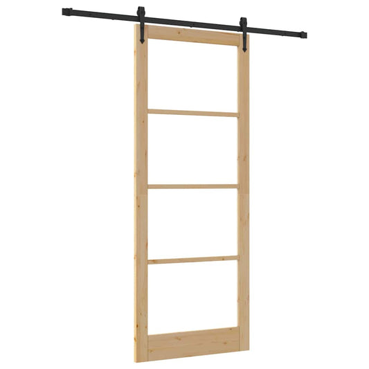 Sliding Door 93 x 232 cm Solid Pine Wood and Glass