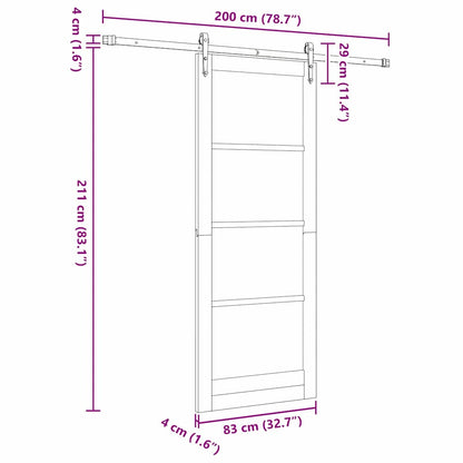Sliding Door White 83 x 211 cm Solid Pine Wood and Glass