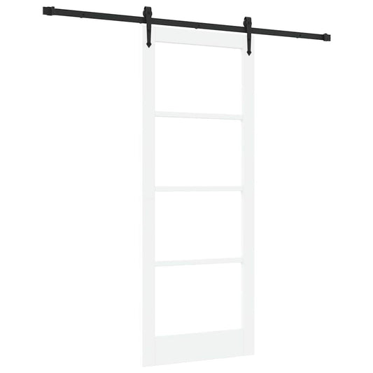 Sliding Door ORKDAL 83 x 211 cm Solid Pine Wood and Glass White