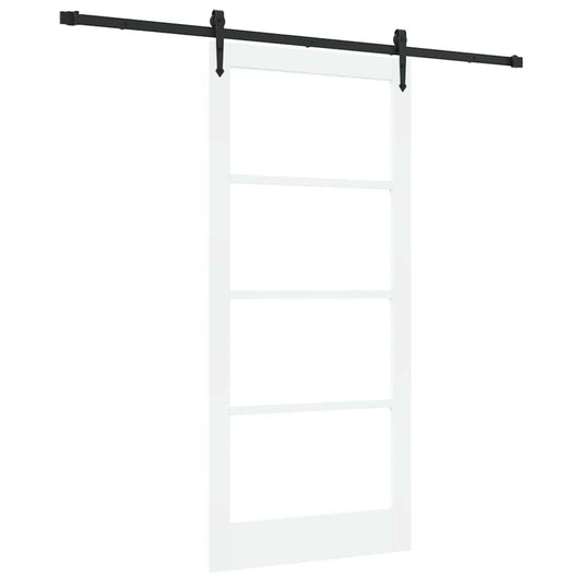 Sliding Door ORKDAL 93 x 202 cm Solid Pine Wood and Glass White