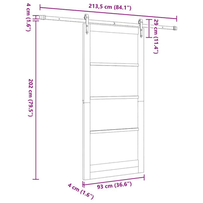 Sliding Door ORKDAL White 93 x 202 cm Solid Pine Wood and Glass