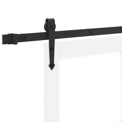 Sliding Door ORKDAL White 93 x 211 cm Solid Pine Wood and Glass