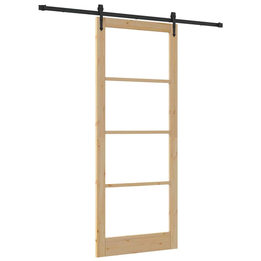 Sliding Door ORKDAL 93 x 232 cm Solid Pine Wood and Glass