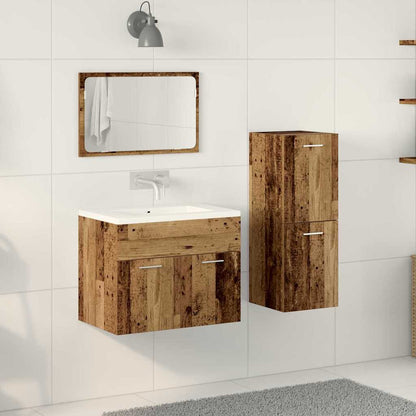 Bathroom Furniture Set 3 pcs Old Wood Engineered Wood