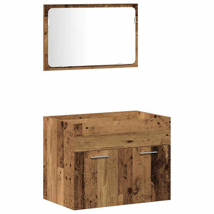 Bathroom Furniture Set 3 pcs Old Wood Engineered Wood