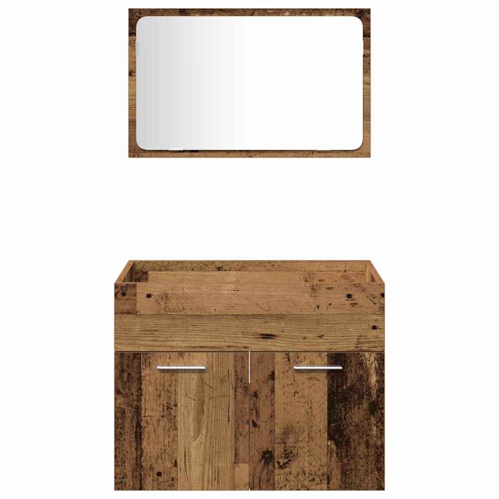 Bathroom Furniture Set 3 pcs Old Wood Engineered Wood