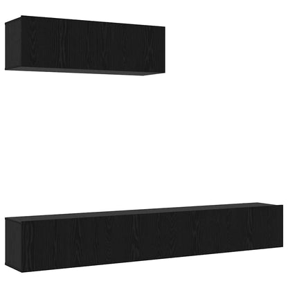 TV Cabinet Set Wall-mounted 3 pcs Black Oak Engineered Wood