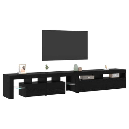 TV Cabinet 2 pcs Black Oak 260 x 37 x 40 cm Engineered Wood