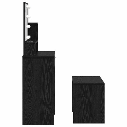 LED Dressing Table Set 2 pcs Black Oak Engineered Wood