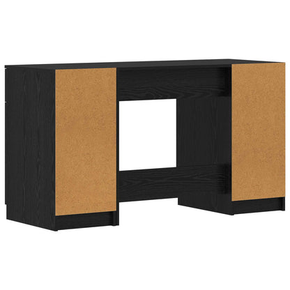 Desk with Drawer Black Oak 133 x 50 x 75 cm Engineered Wood