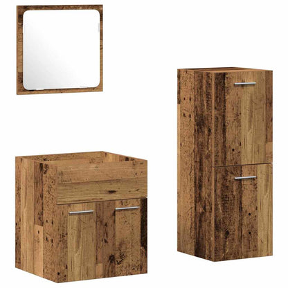 Bathroom Furniture Set 3 pcs Old Wood Engineered Wood