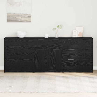 Sideboard 3 pcs Black Oak 181 x 30 x 70 cm Engineered Wood