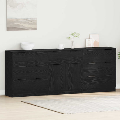 Sideboard 3 pcs Black Oak 181 x 30 x 70 cm Engineered Wood