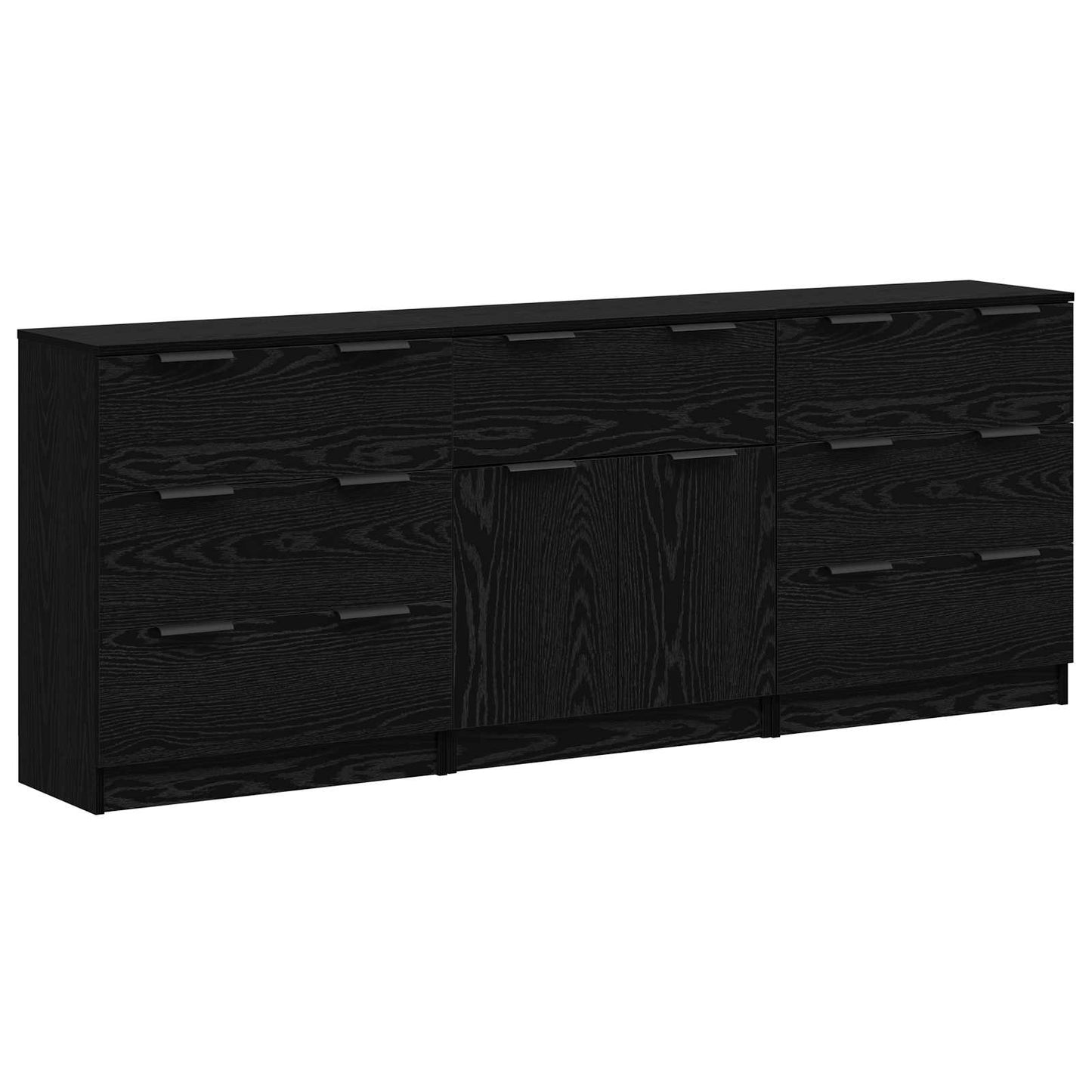 Sideboard 3 pcs Black Oak 181 x 30 x 70 cm Engineered Wood