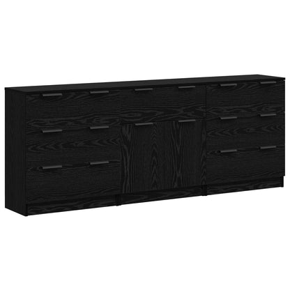 Sideboard 3 pcs Black Oak 181 x 30 x 70 cm Engineered Wood