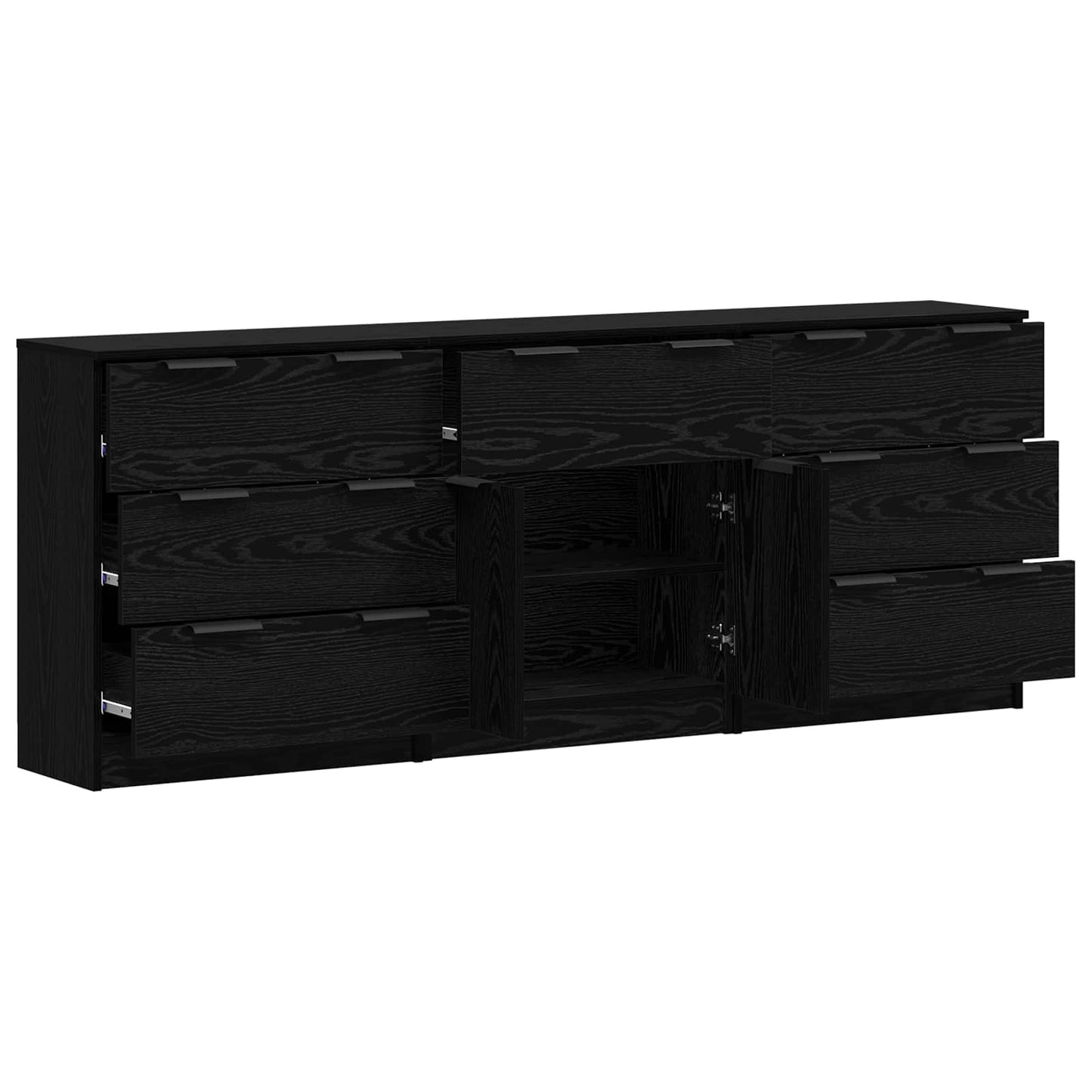 Sideboard 3 pcs Black Oak 181 x 30 x 70 cm Engineered Wood