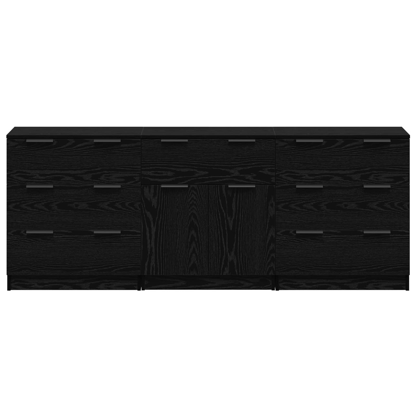 Sideboard 3 pcs Black Oak 181 x 30 x 70 cm Engineered Wood