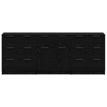 Sideboard 3 pcs Black Oak 181 x 30 x 70 cm Engineered Wood