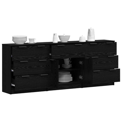 Sideboard 3 pcs Black Oak 181 x 30 x 70 cm Engineered Wood