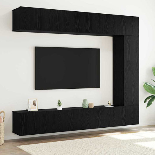 TV Cabinet Set 5 pcs Black Oak Engineered Wood