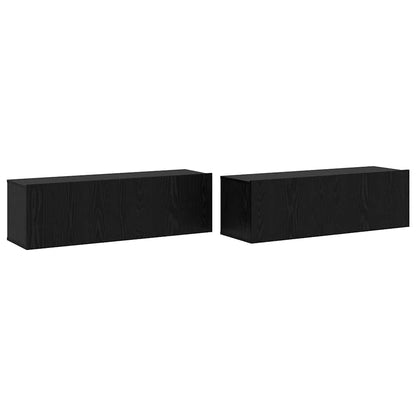 TV Cabinet Set Wall-mounted 8 pcs Black Oak Engineered Wood