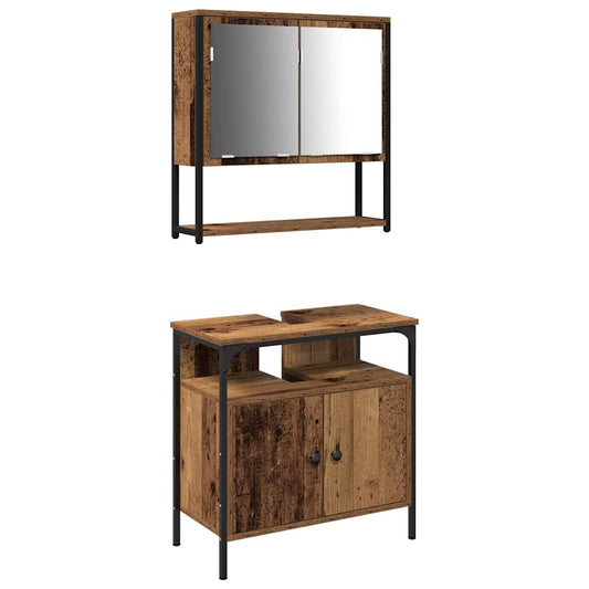 Bathroom Furniture Set 2 pcs Brown Engineered wood