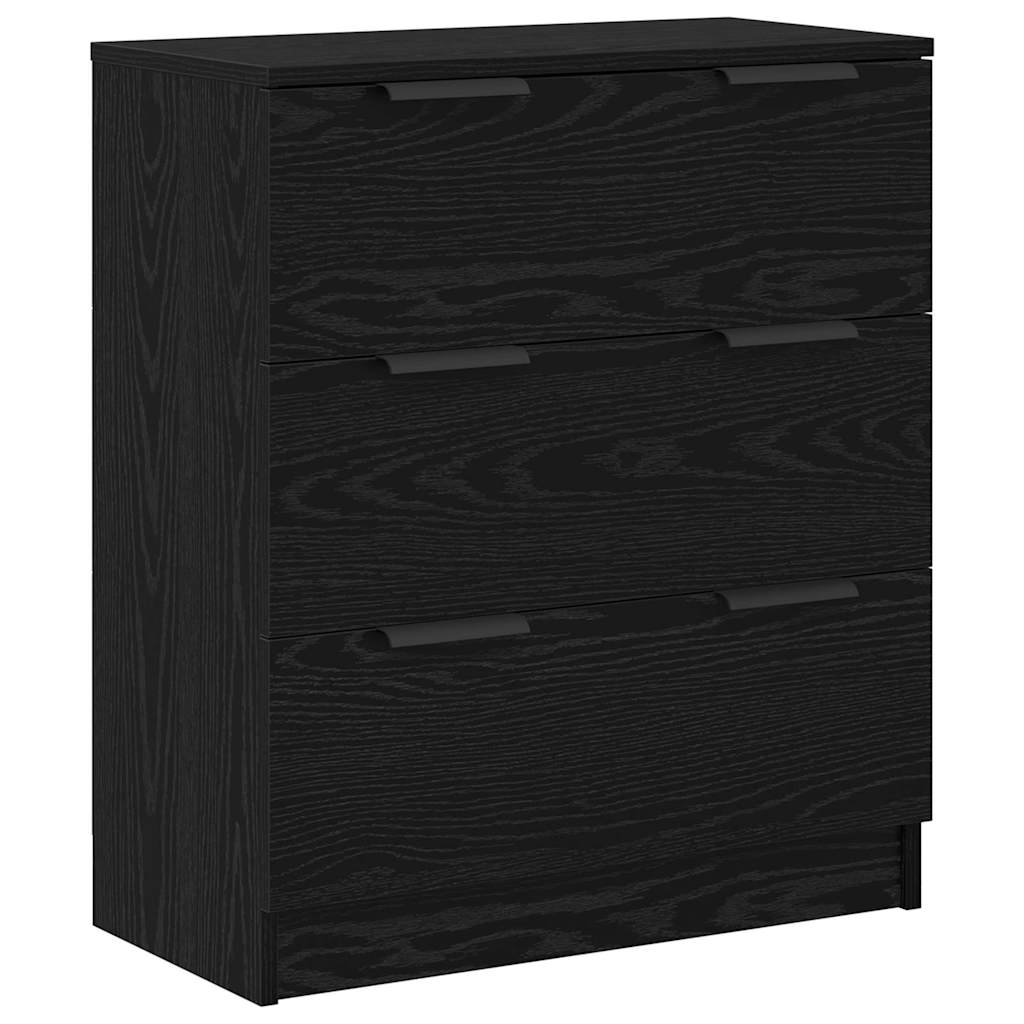 Sideboard with Drawer 3 pcs Black Oak Engineered Wood