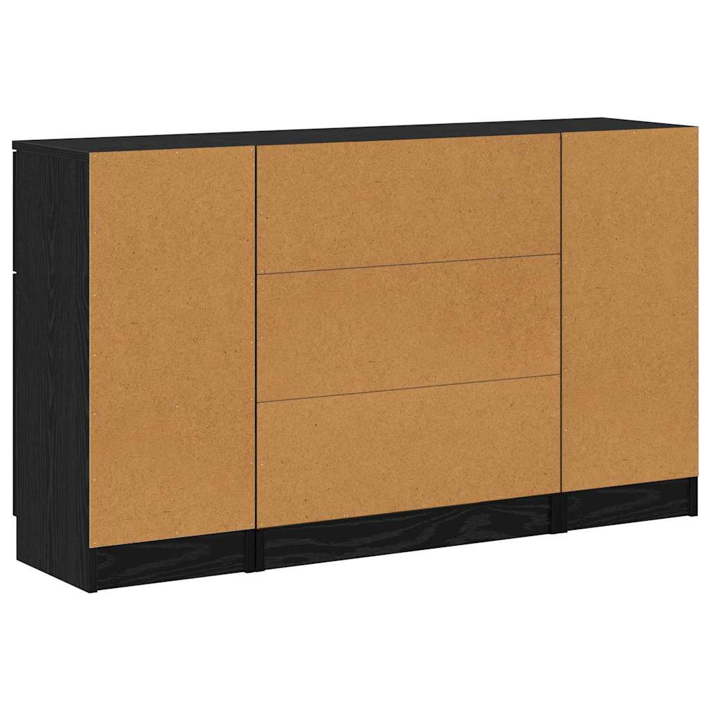 Sideboard with Drawer 3 pcs Black Oak Engineered Wood