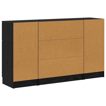 Sideboard with Drawer 3 pcs Black Oak Engineered Wood