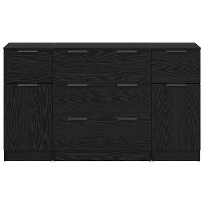 Sideboard with Drawer 3 pcs Black Oak Engineered Wood