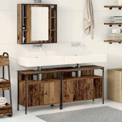 Bathroom Vanity Units with Shelf 3 pcs Brown Engineered wood