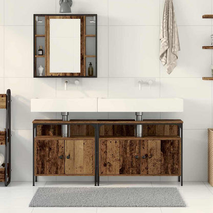 Bathroom Vanity Units with Shelf 3 pcs Brown Engineered wood