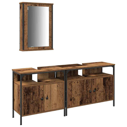 Bathroom Vanity Units with Shelf 3 pcs Brown Engineered wood