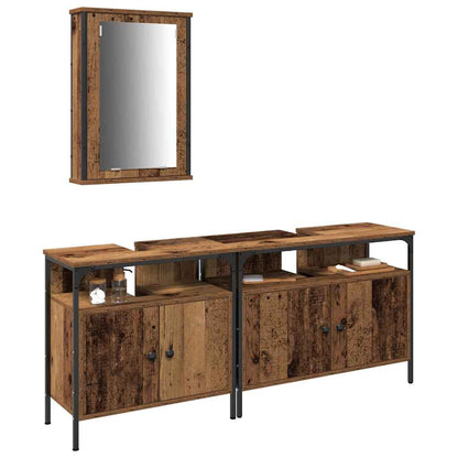 Bathroom Vanity Units with Shelf 3 pcs Brown Engineered wood
