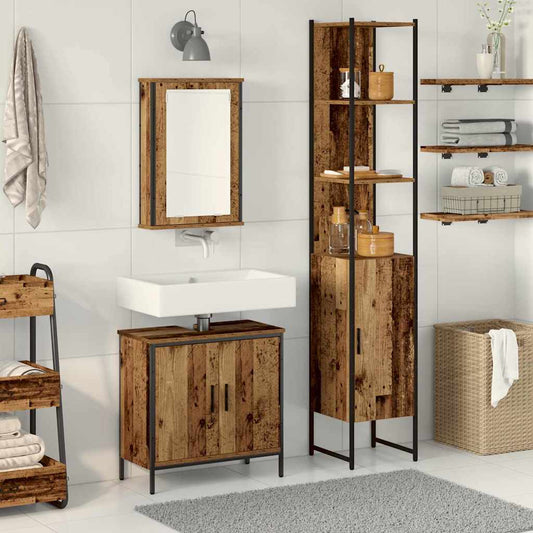Bathroom Furniture Set 3 pcs Brown Engineered wood