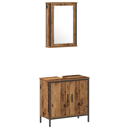 Bathroom Furniture Set with Shelf 3 pcs Brown Engineered wood