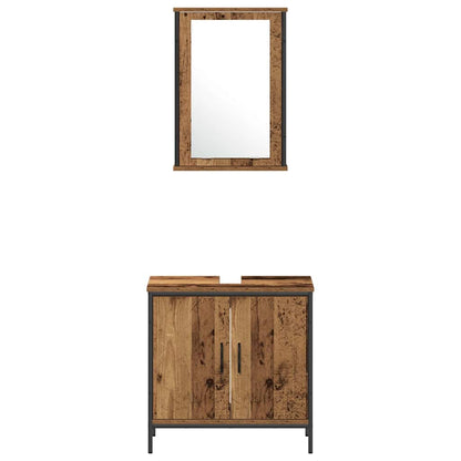 Bathroom Furniture Set with Shelf 3 pcs Brown Engineered wood