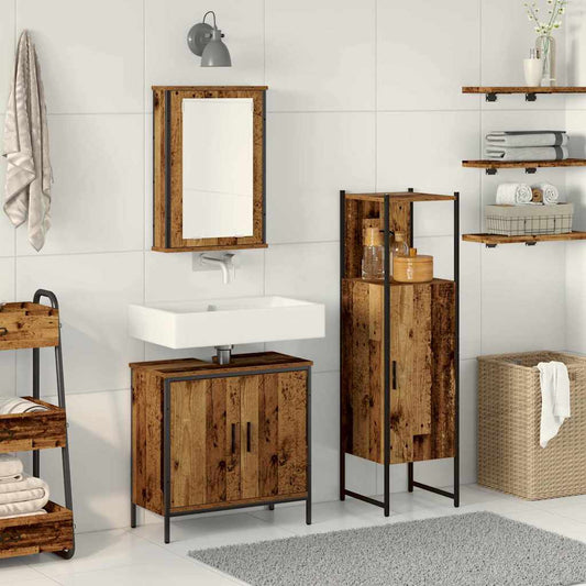 Bathroom Furniture Set 3 pcs Brown Engineered wood