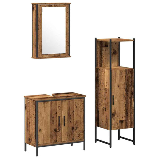 Bathroom Furniture Set 3 pcs Brown Engineered wood