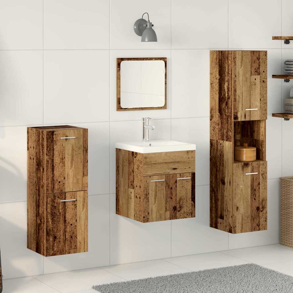 Bathroom Furniture Set 4 pcs Old Wood Engineered Wood