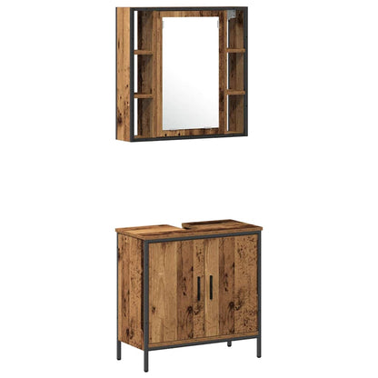 Bathroom Vanity Units with Shelf 3 pcs Brown Engineered wood